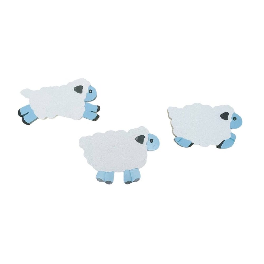 Home Interiors‎ Kids 3 Art Sheep Wooden Wall Decor White Blue